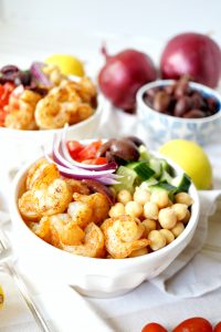 Greek grilled shrimp quinoa bowls | The Baking Fairy