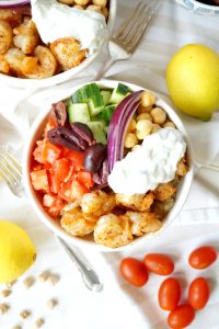 Greek grilled shrimp quinoa bowls | The Baking Fairy