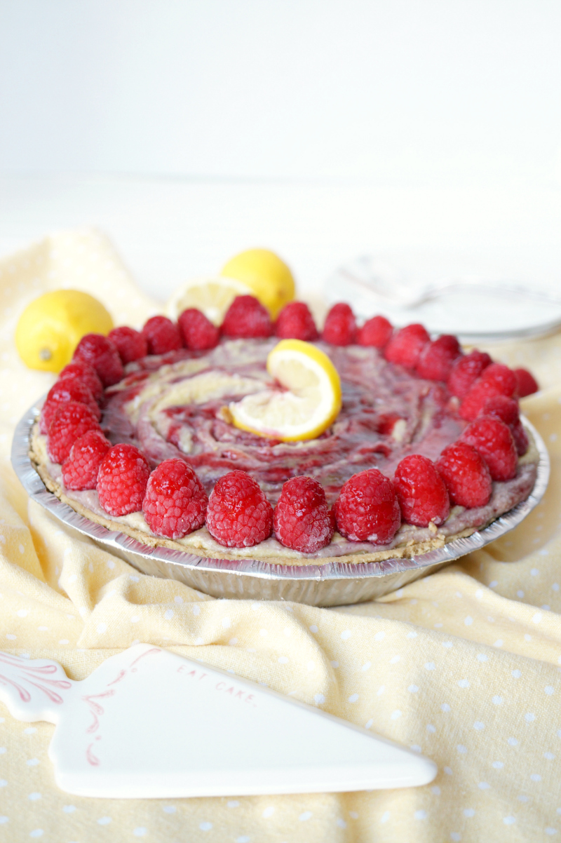 vegan lemon raspberry cheesecake pie | The Baking Fairy