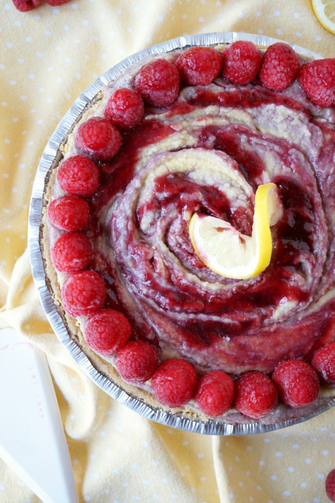 vegan lemon raspberry cheesecake pie | The Baking Fairy