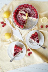 vegan lemon raspberry cheesecake pie | The Baking Fairy