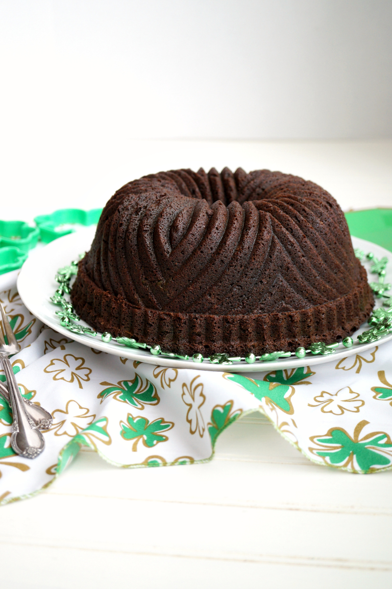 st. patrick secret shamrock chocolate bundt cake | The Baking Fairy