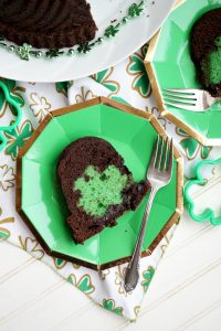 st. patrick secret shamrock chocolate bundt cake | The Baking Fairy