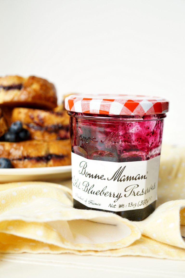 blueberry preserves stuffed french toast with lemon pastry cream The