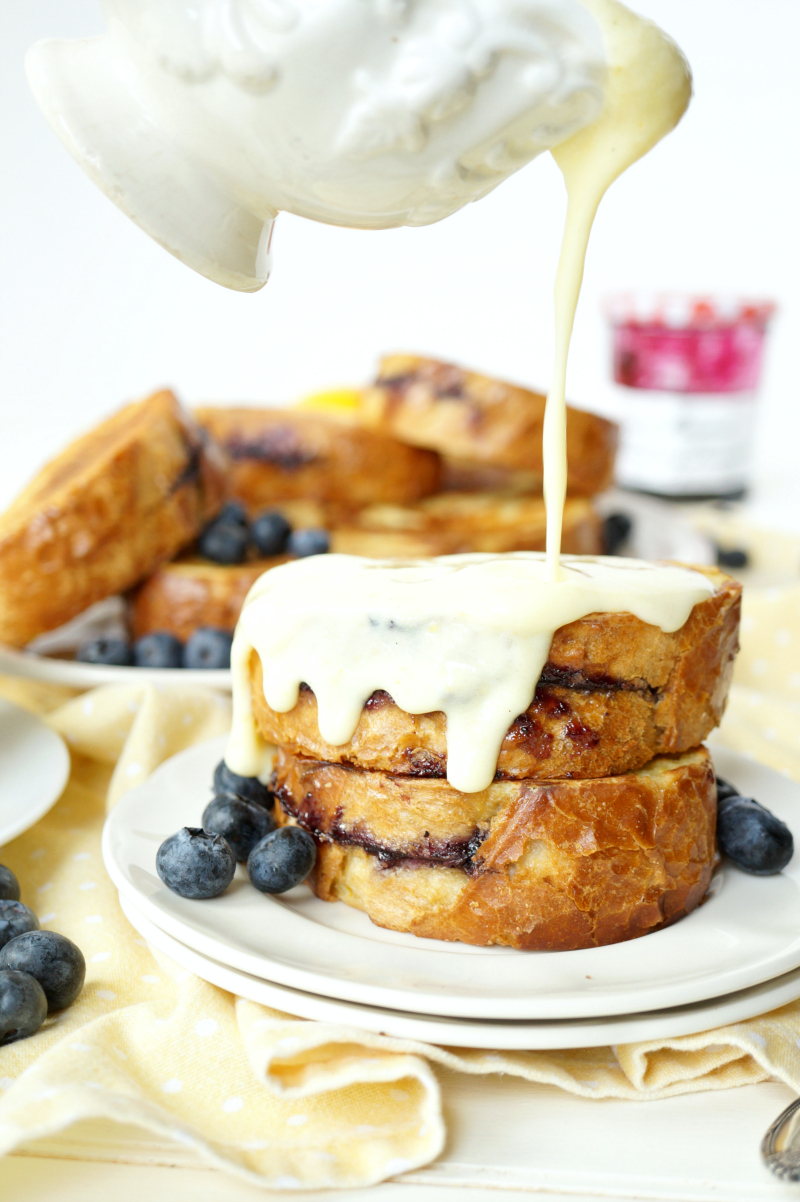 blueberry preserves stuffed french toast with lemon pastry cream | The Baking Fairy