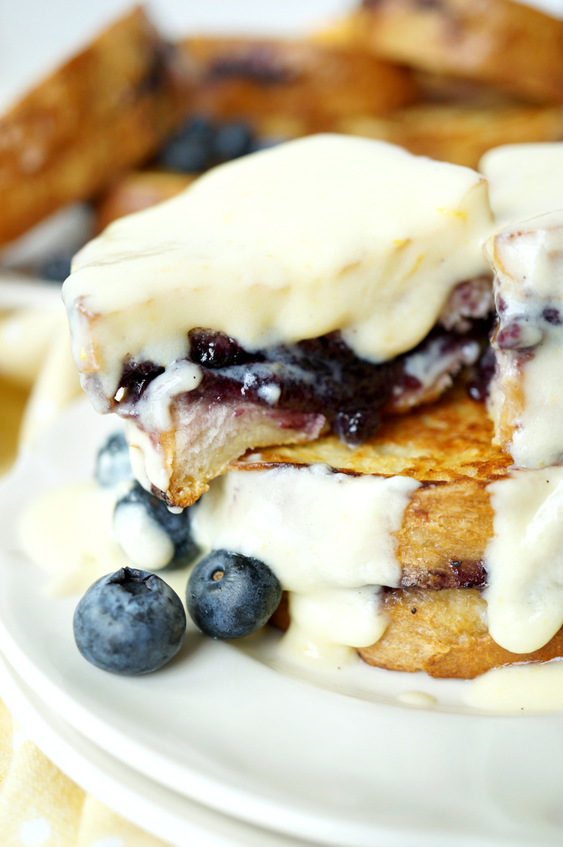 blueberry preserves stuffed french toast with lemon pastry cream | The Baking Fairy