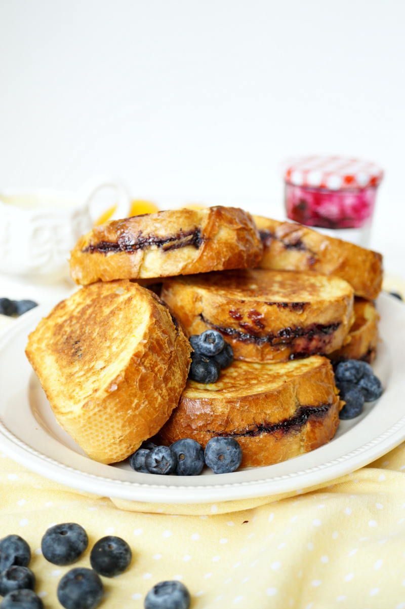 blueberry preserves stuffed french toast with lemon pastry cream | The Baking Fairy