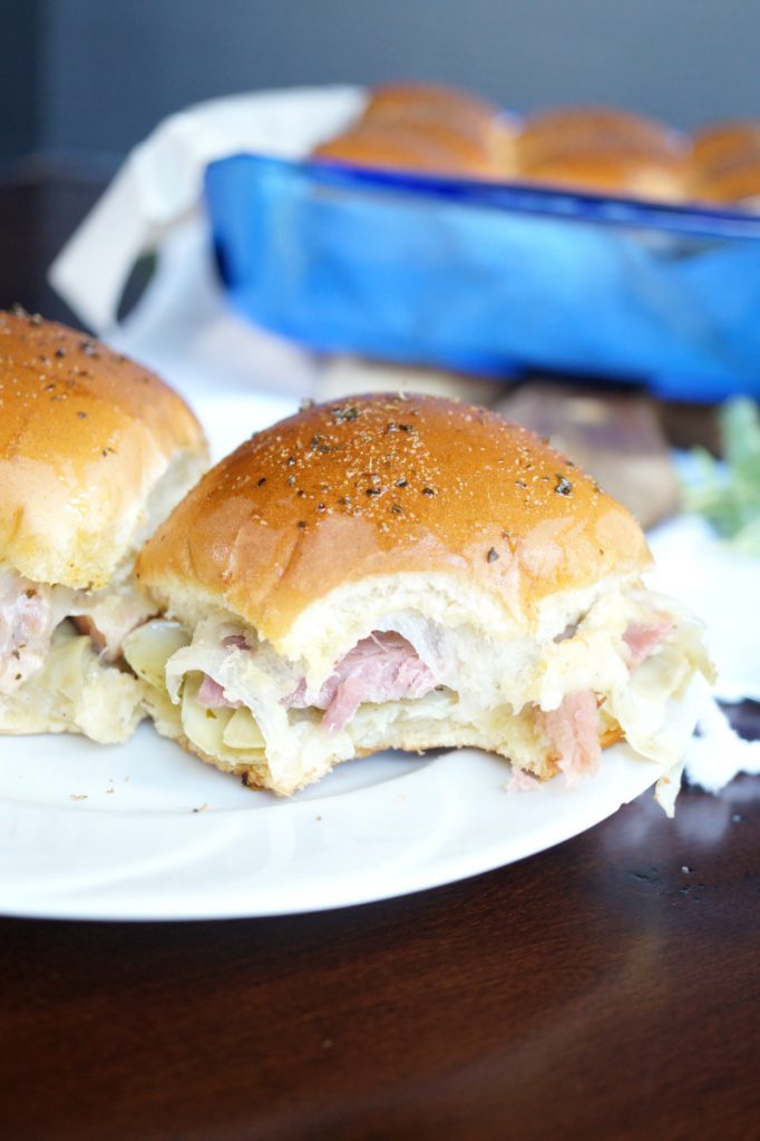 panini-style ham and cheese sliders | The Baking Fairy