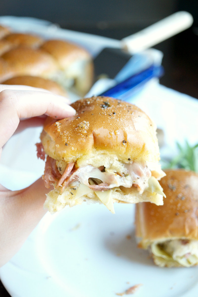 panini-style ham and cheese sliders | The Baking Fairy