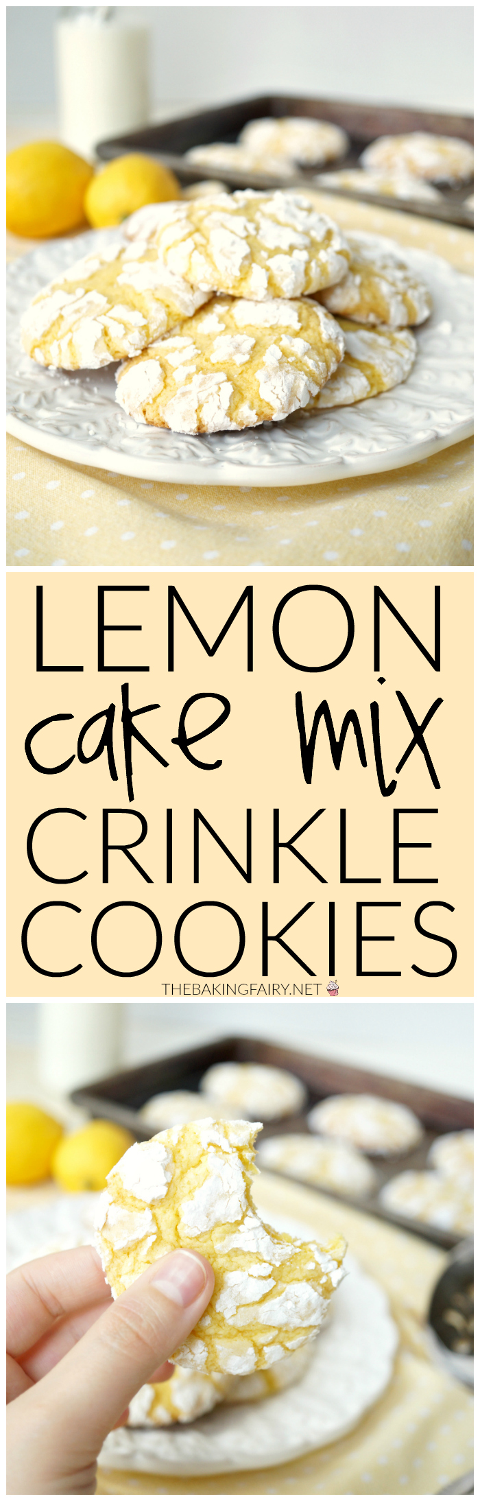 lemon cake mix crinkle cookies | The Baking Fairy