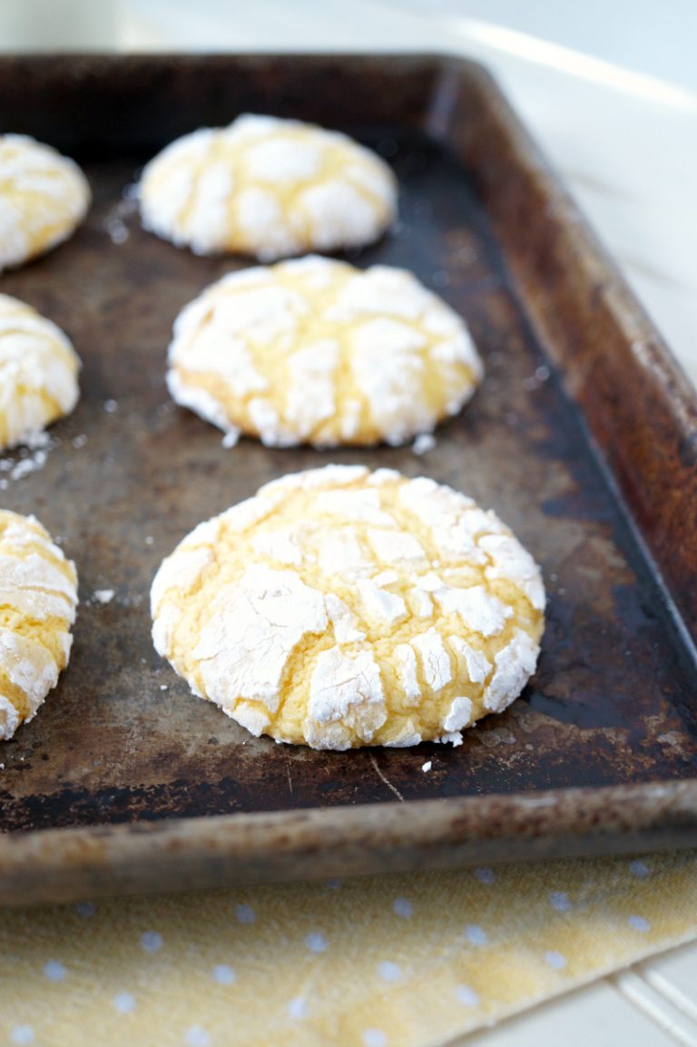 lemon cake mix crinkle cookies The Baking Fairy