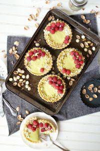 mini raspberry pistachio tartlets | The Baking Fairy