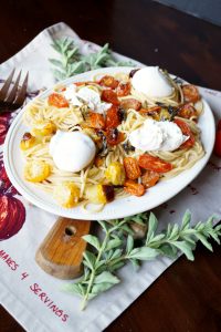 roasted cherry tomato and burrata pasta | The Baking Fairy