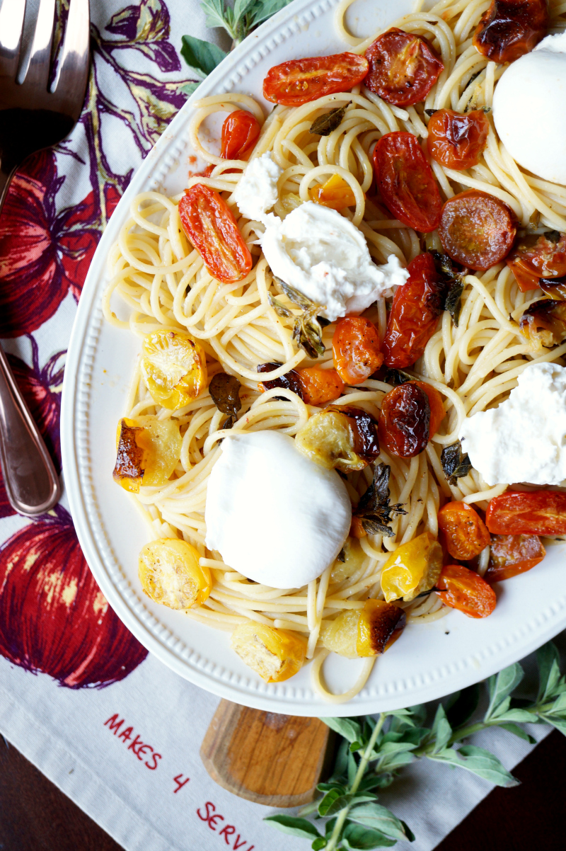 roasted cherry tomato and burrata pasta | The Baking Fairy