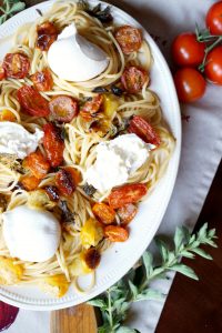 roasted cherry tomato and burrata pasta | The Baking Fairy