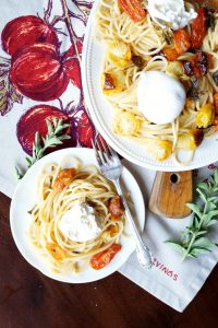 roasted cherry tomato and burrata pasta | The Baking Fairy