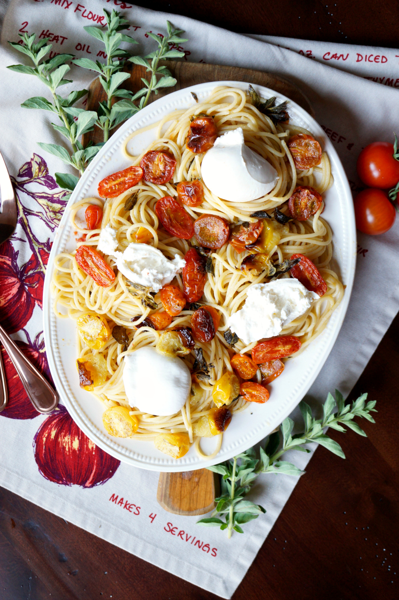 roasted cherry tomato and burrata pasta | The Baking Fairy