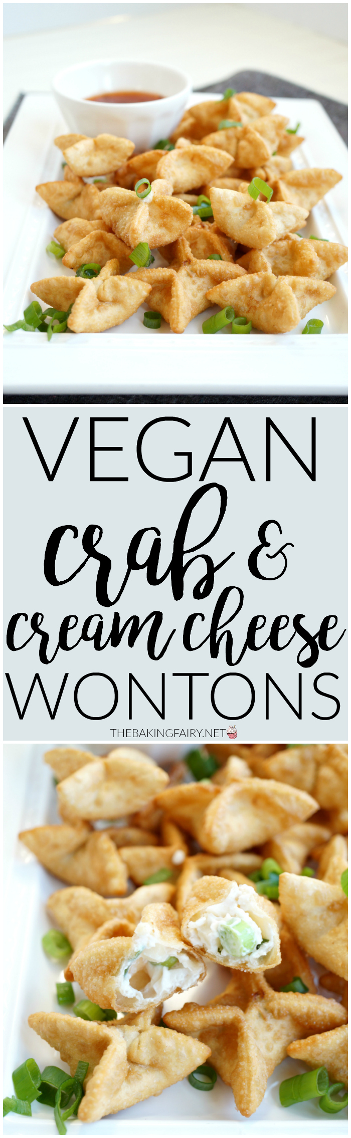 vegan crab cream cheese wontons | The Baking Fairy