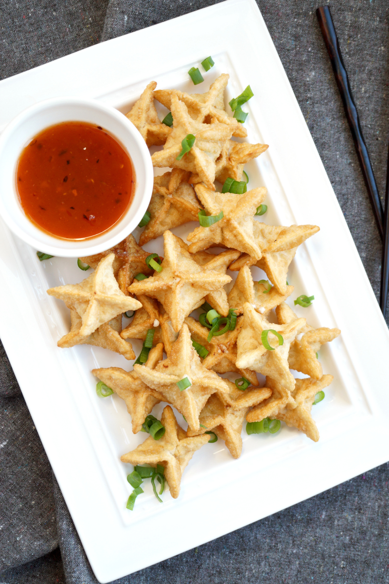 vegan crab cream cheese wontons | The Baking Fairy