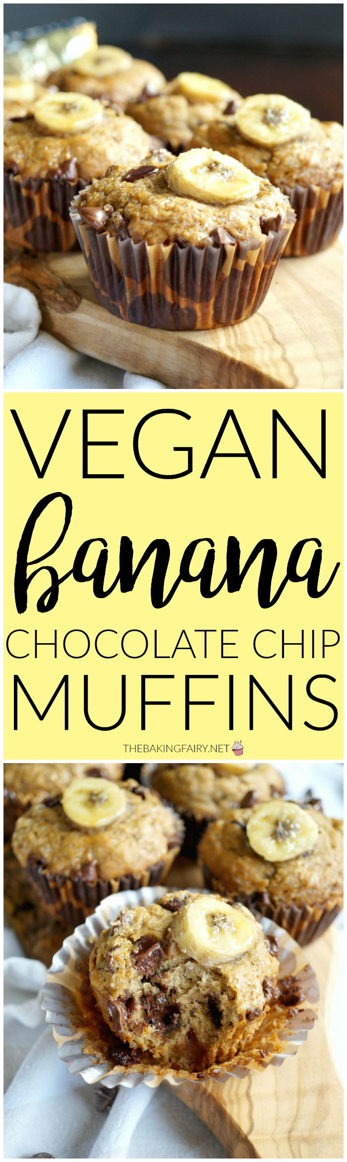 vegan chocolate chip banana muffins | The Baking Fairy