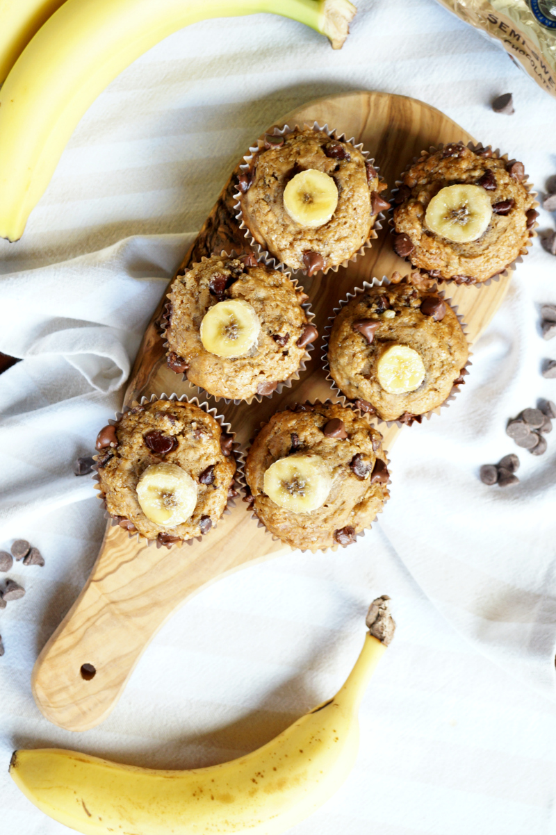 vegan chocolate chip banana muffins | The Baking Fairy