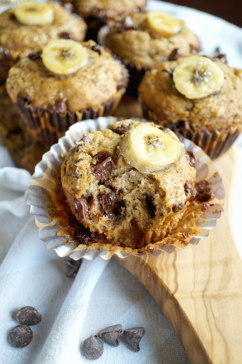 vegan chocolate chip banana muffins | The Baking Fairy