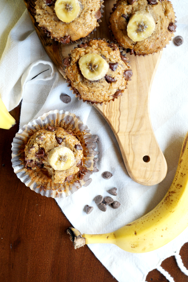 vegan chocolate chip banana muffins | The Baking Fairy