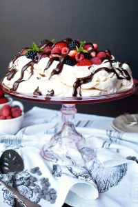 mixed berry dark chocolate pavlova | The Baking Fairy