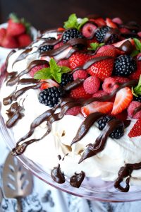mixed berry dark chocolate pavlova | The Baking Fairy