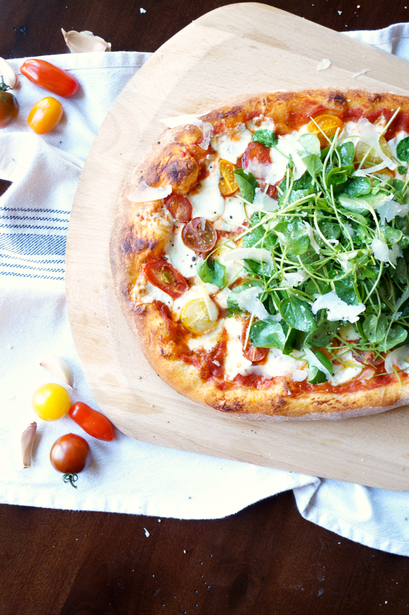 margherita pizza with fresh watercress salad | The Baking Fairy