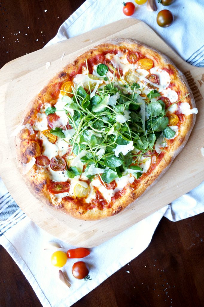 Margherita Pizza With Fresh Watercress