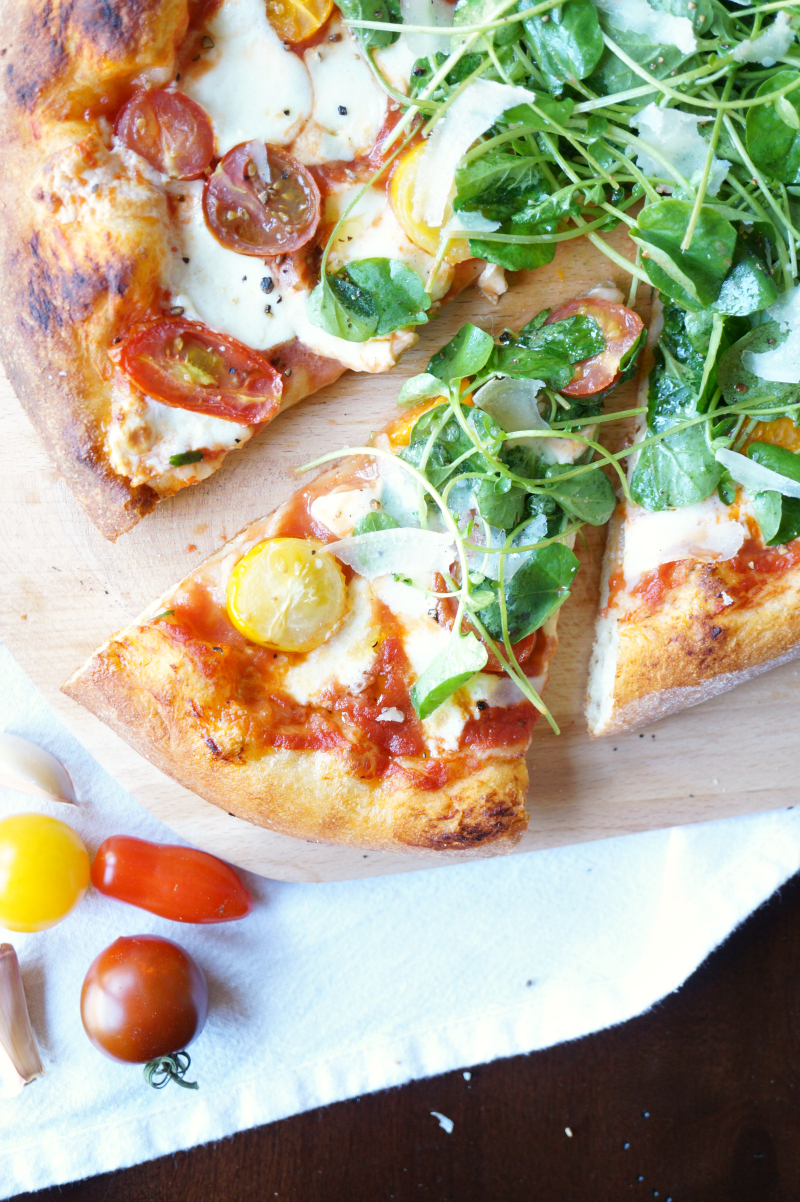 margherita pizza with fresh watercress salad | The Baking Fairy