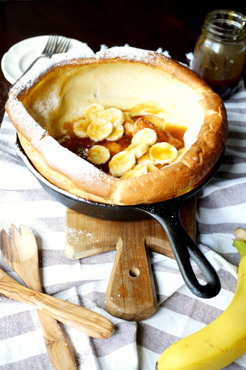 Dutch baby pancake with bananas and coconut caramel | The Baking Fairy