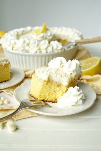 lemon white chocolate poke cake | The Baking Fairy