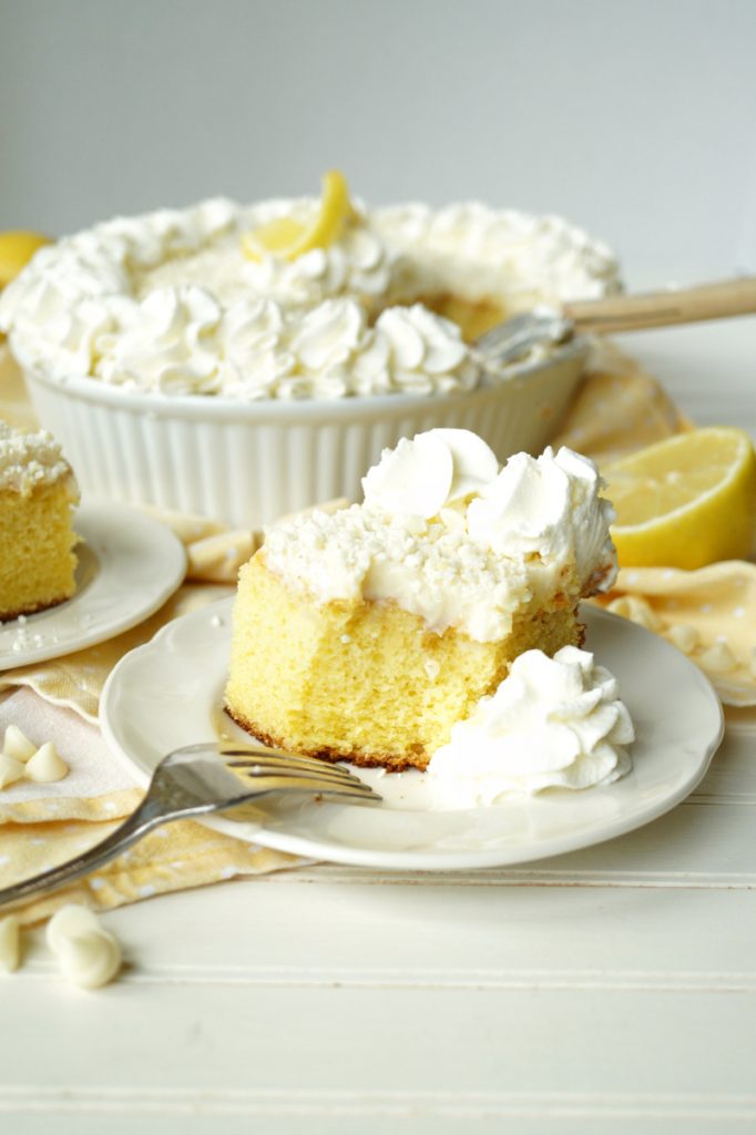 lemon white chocolate poke cake | The Baking Fairy