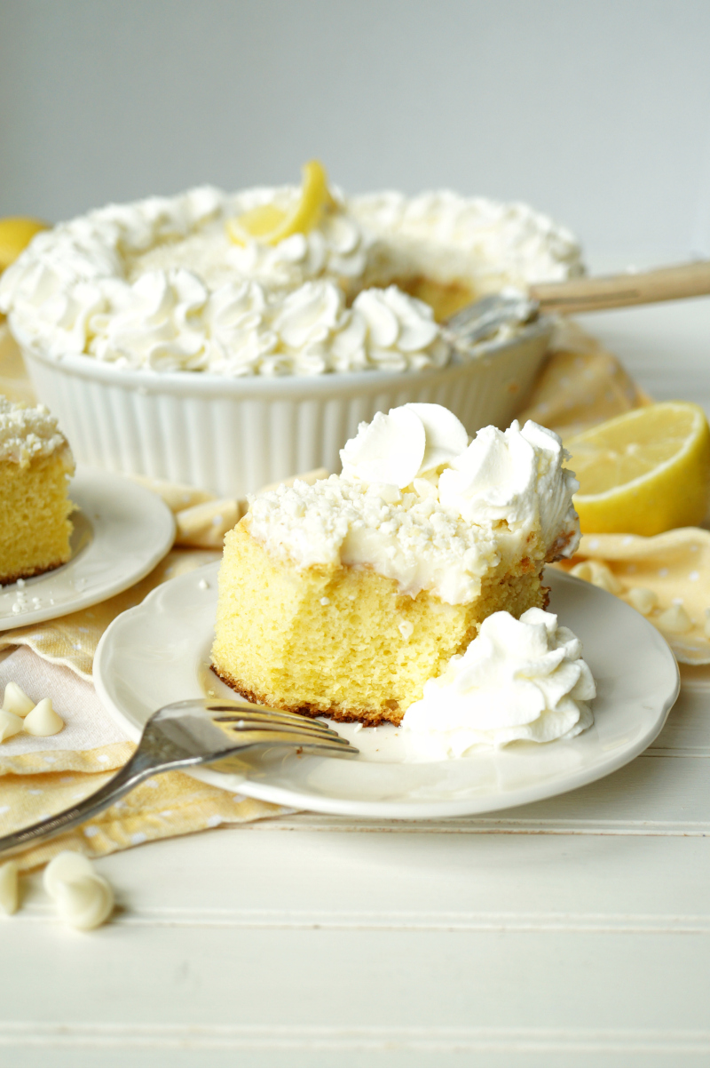 lemon white chocolate poke cake | The Baking Fairy