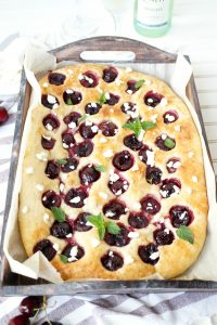 cherry honey goat cheese focaccia | The Baking Fairy #21andup #ad #CavitWines #LoveItShareIt