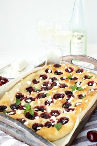 cherry honey goat cheese focaccia | The Baking Fairy #21andup #ad #CavitWines #LoveItShareIt