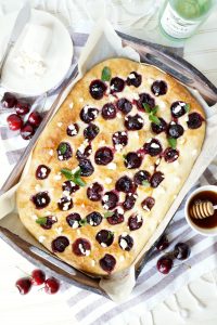 cherry honey goat cheese focaccia | The Baking Fairy #21andup #ad #CavitWines #LoveItShareIt