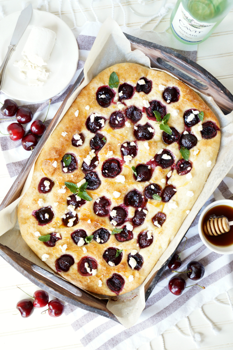 cherry honey goat cheese focaccia | The Baking Fairy