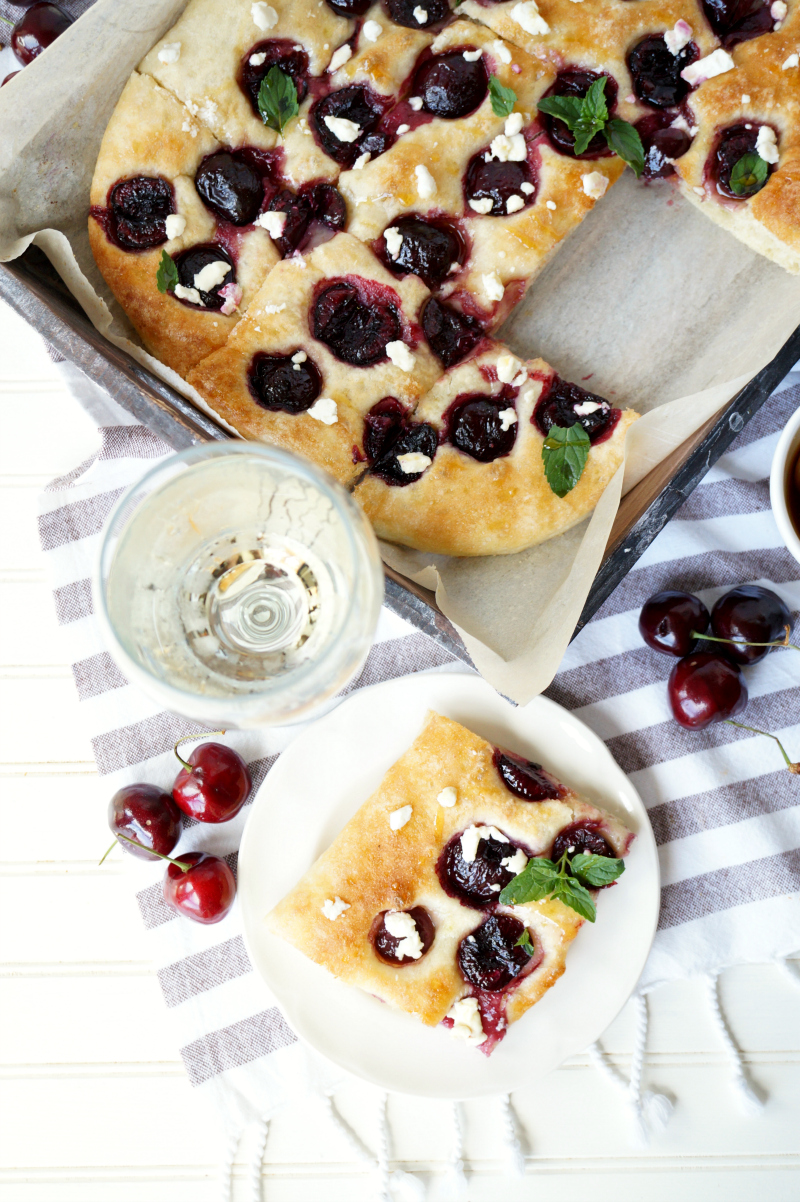 cherry honey goat cheese focaccia | The Baking Fairy