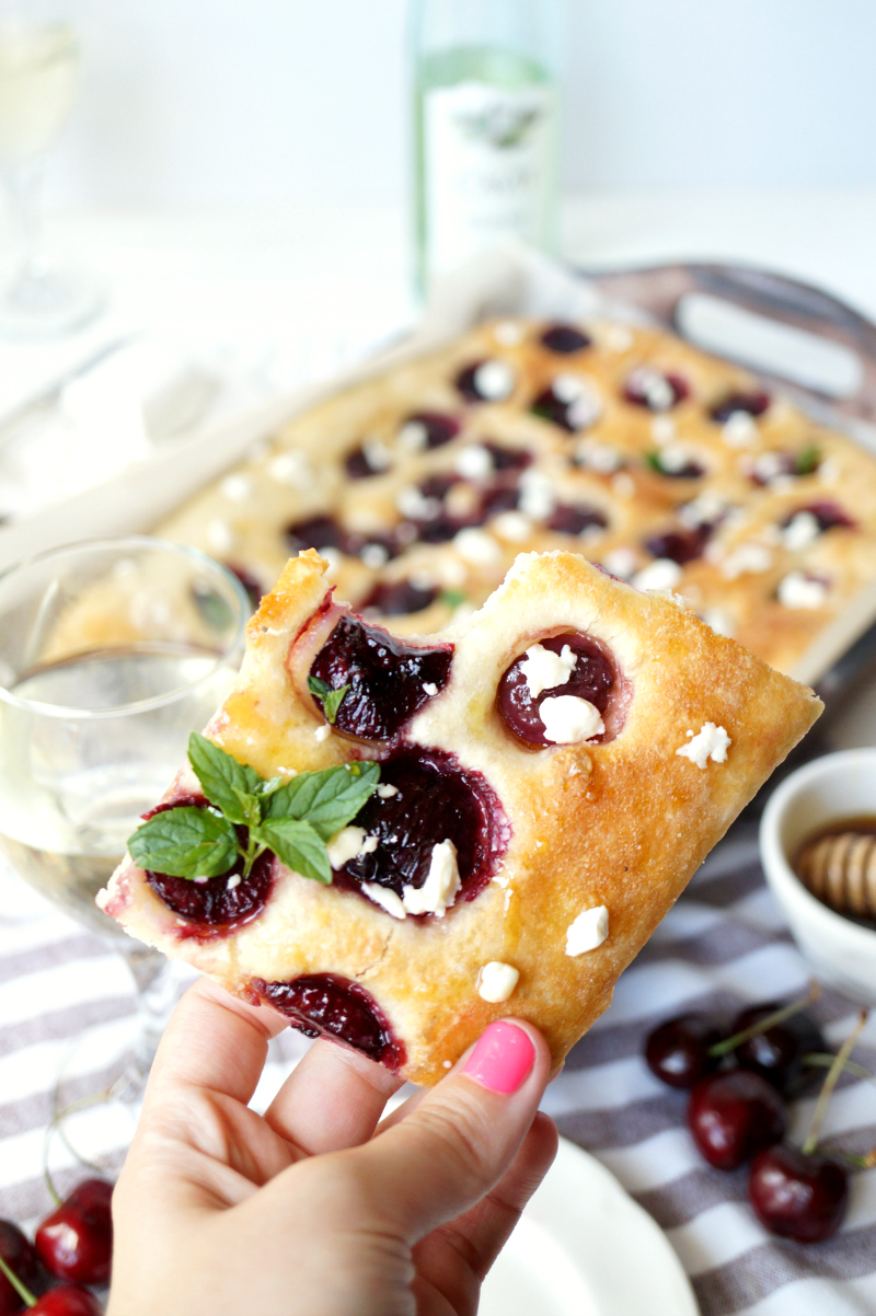 cherry honey goat cheese focaccia | The Baking Fairy