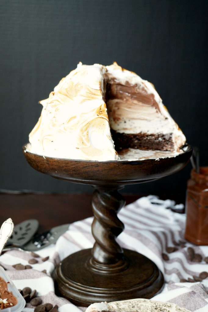 chocolate hazelnut layered Baked Alaska | The Baking Fairy