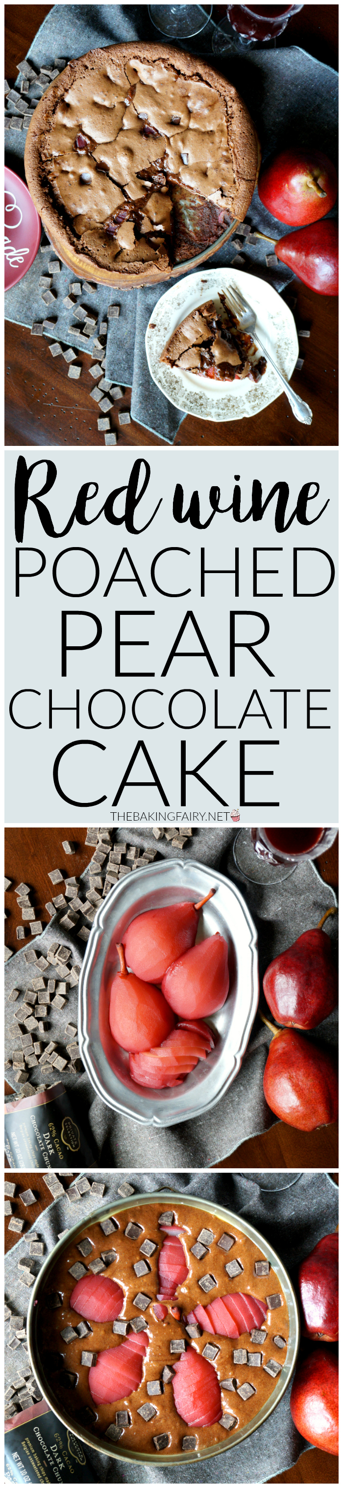 red wine poached pear chocolate cake | The Baking Fairy