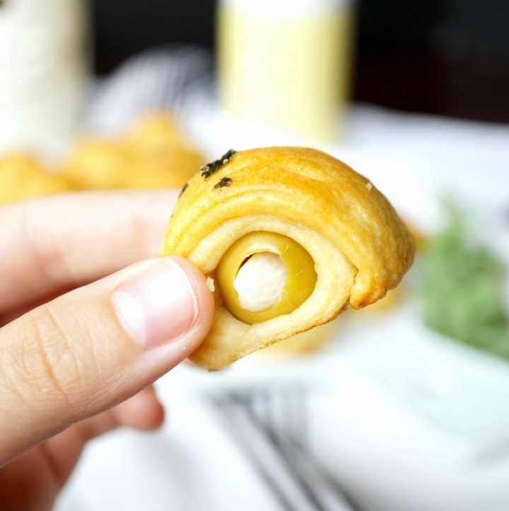 garlicstuffed olives in a blanket The Baking Fairy