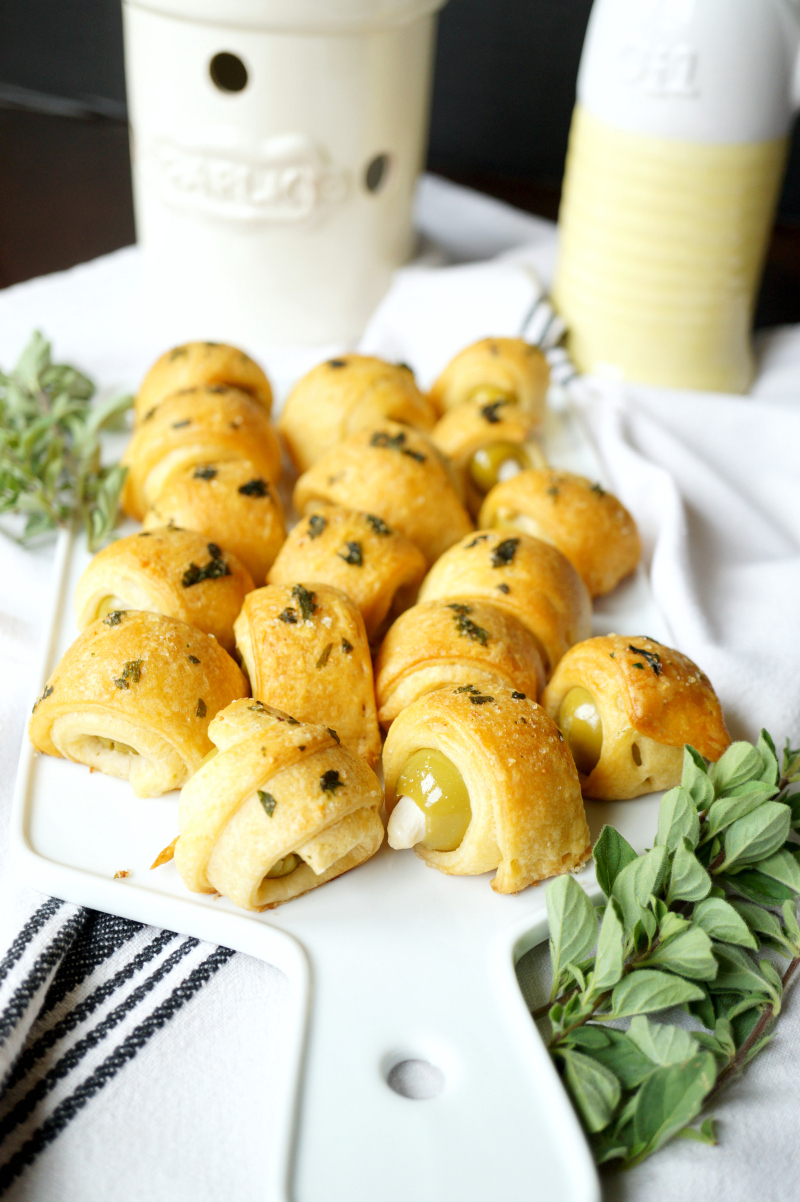 garlic-stuffed olives in a blanket | The Baking Fairy