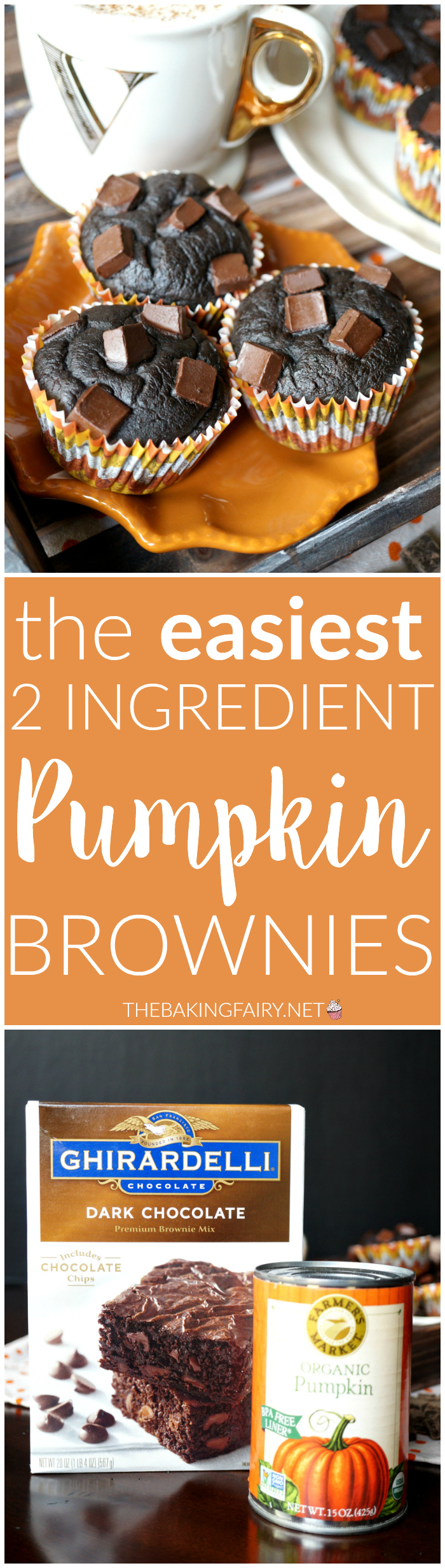 2-ingredient pumpkin brownies | The Baking Fairy