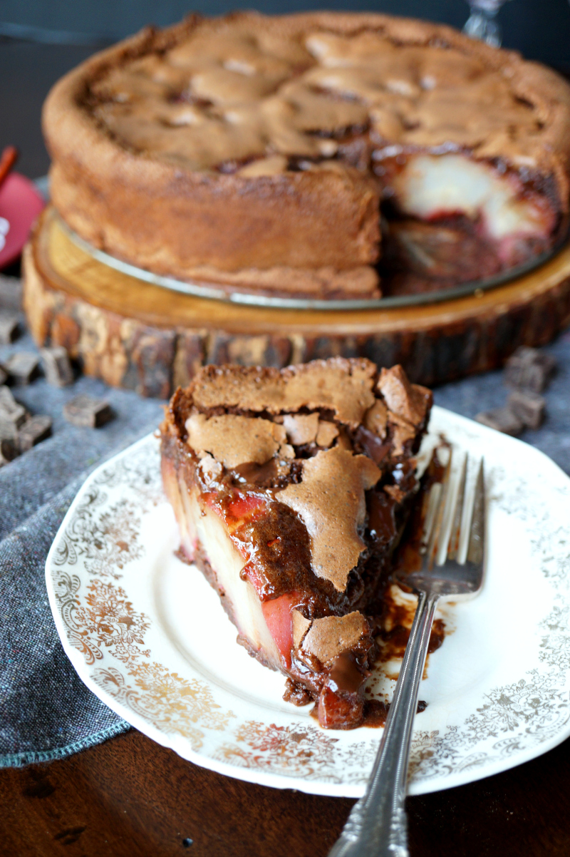 red wine poached pear chocolate cake | The Baking Fairy