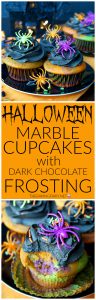 Halloween marble cupcakes with dark chocolate frosting | The Baking Fairy