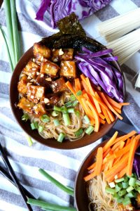 vegan ramen noodle soup with sticky peanut tofu | The Baking Fairy